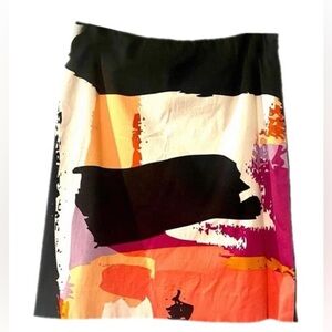 Per Se A-Line Skirt in Black, White, Pink, and Orange Sz 4